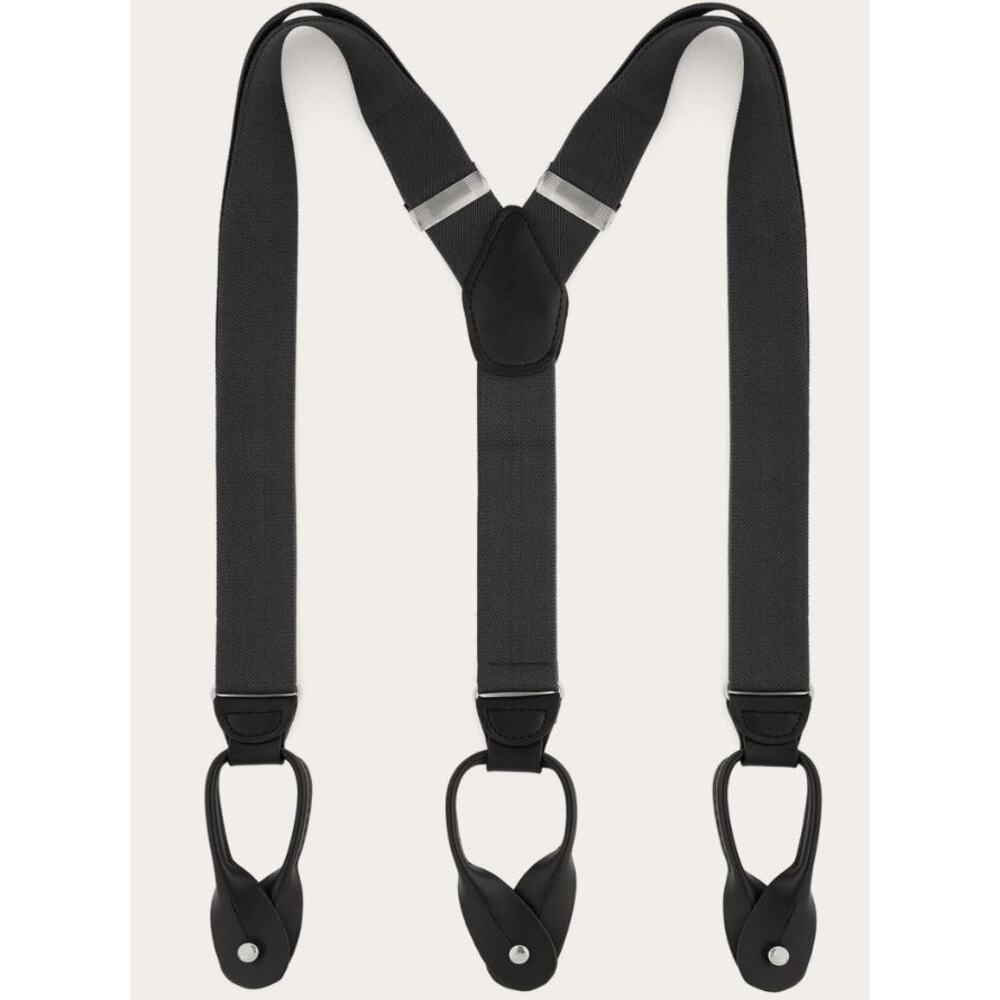 Wide Dark Grey Split Button Suspenders Trendhim 3.5cm Width Mens New